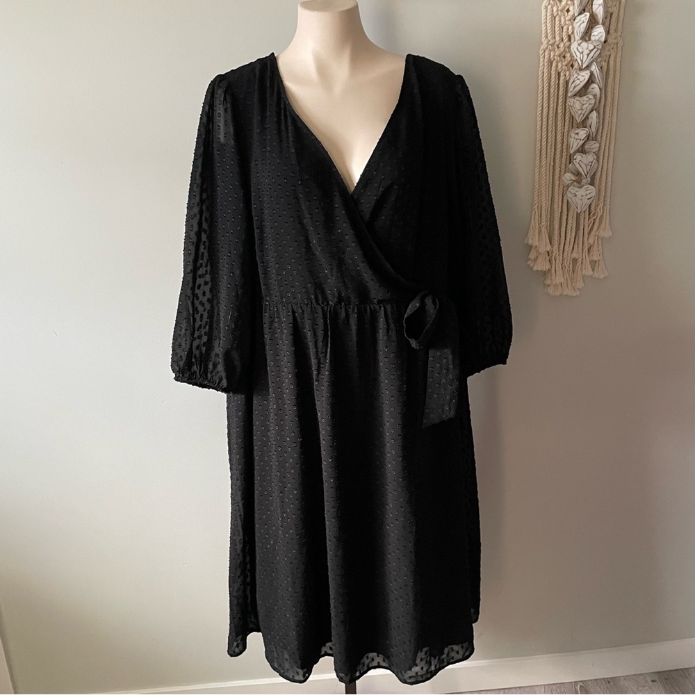 Addition Elle Black Midi Wrap Dress
